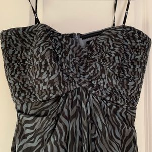 Carmen Marc Valvo zebra print evening gown
